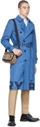 Burberry Blue Lightweight Logo Trench Coat