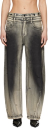 Feng Chen Wang Gray Deconstruction Washed Jeans