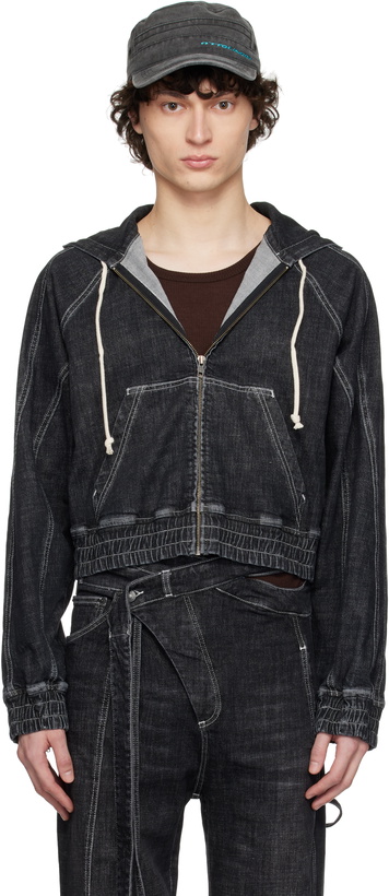 Photo: Ottolinger Black Multiline Denim Jacket