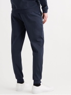 HUGO BOSS - Tapered Piped Logo-Print Cotton-Blend Jersey Track Pants - Blue