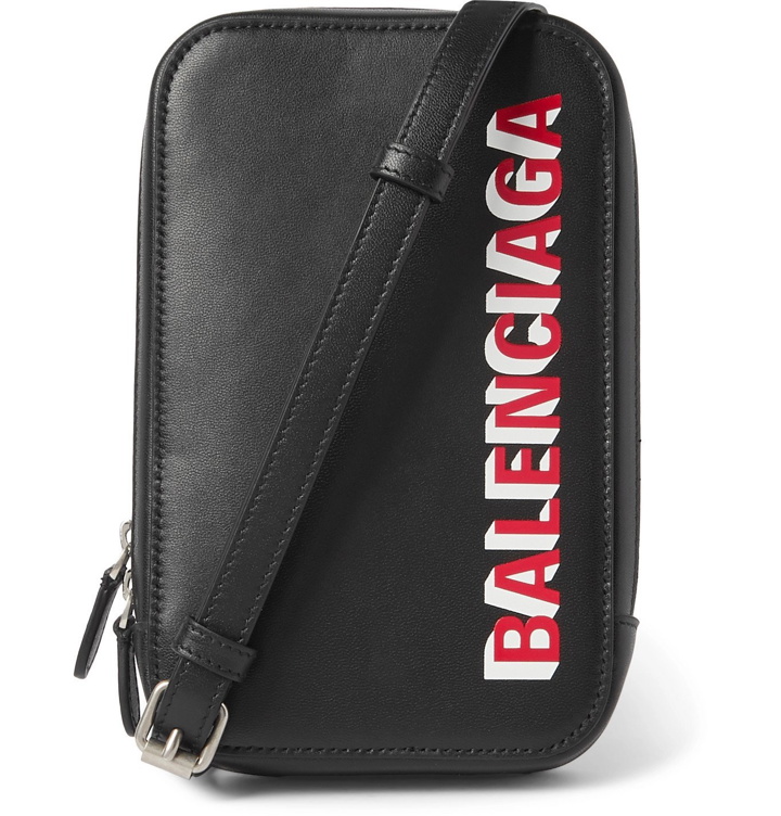 Photo: Balenciaga - Logo-Print Leather Phone Pouch - Black