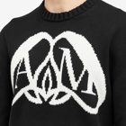 Alexander McQueen Men's Seal Logo Intarsia Crew Neck Jumper in Black/Ivory