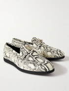 Givenchy - Logo-Embellished Snake-Effect Leather Loafers - Gray