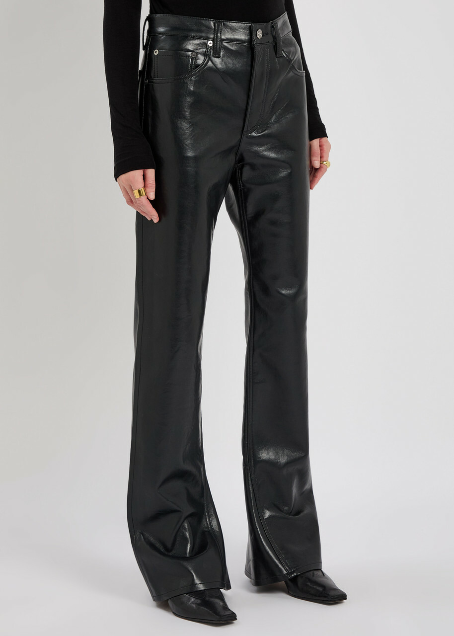 Agolde Kick Boot Bootcut Leather Trousers Black
