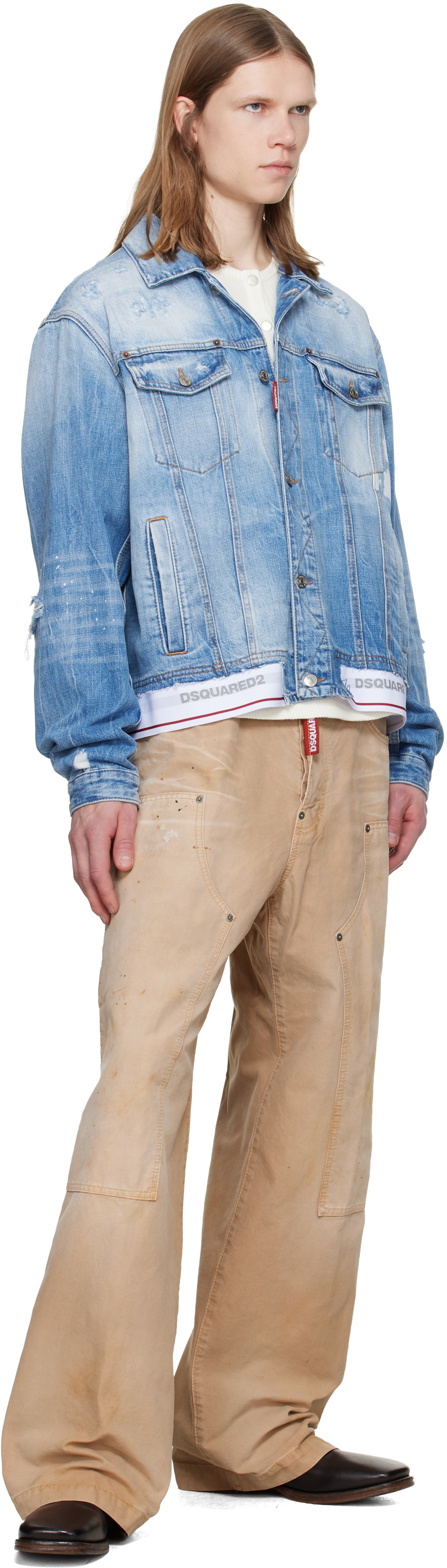 Dsquared2 Blue Light Cool Kids Wash Over Denim Jacket