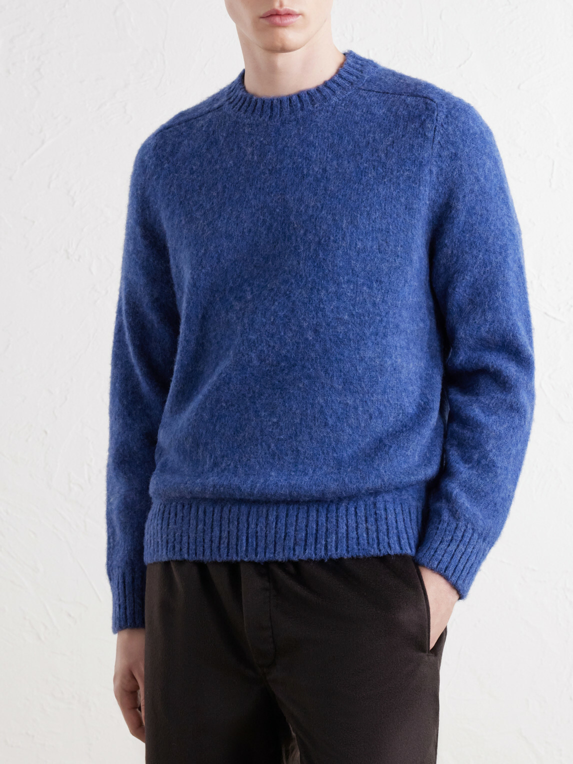 Anderson & Sheppard - Geelong Brushed-Wool Sweater - Blue