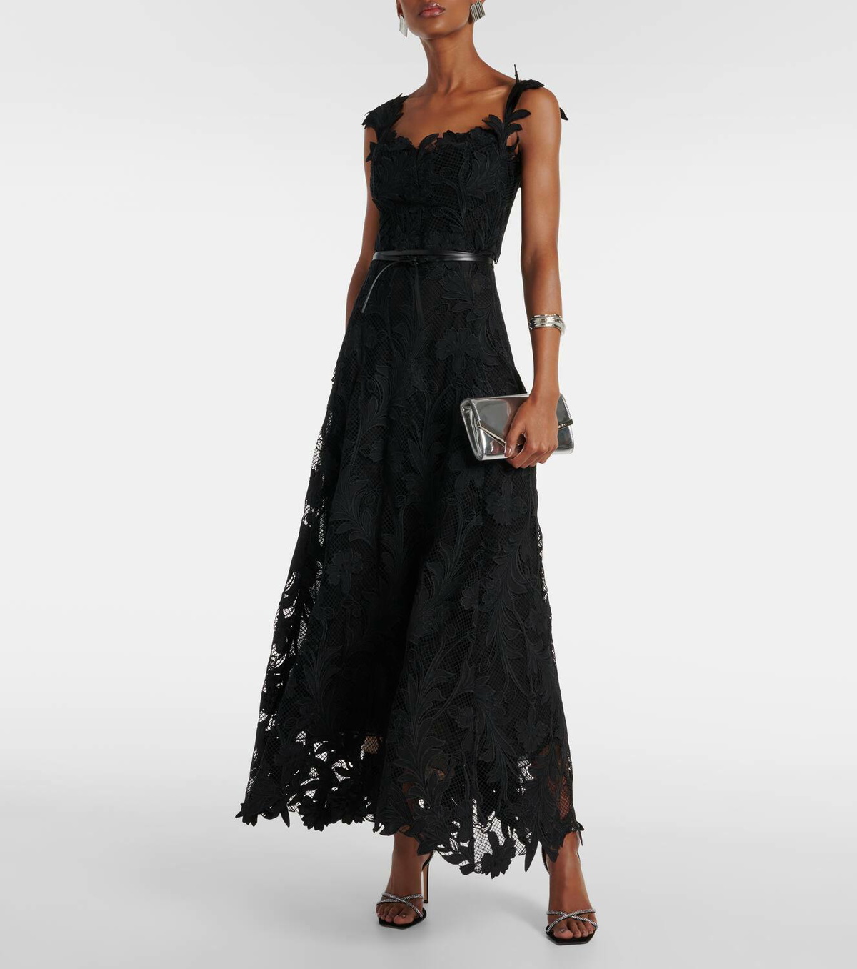 Oscar de la Renta Marbled Carnation Guipure lace bustier gown Oscar de la Renta Oscar de la Renta Marbled Carnation Guipure lace bustier gown Oscar de la Renta