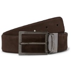 Ermenegildo Zegna - 3.5cm Brown and Black Reversible Nubuck and Leather Belt - Brown