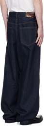 Dries Van Noten Blue Pleated Jeans