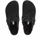 Birkenstock Boston Fur Clog - Black Suede