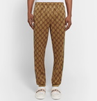 Gucci - Webbing-Trimmed Logo-Print Tech-Jersey Sweatpants - Men - Brown