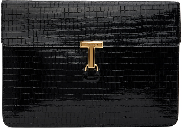 Photo: TOM FORD Black Croc-Embossed Document Holder