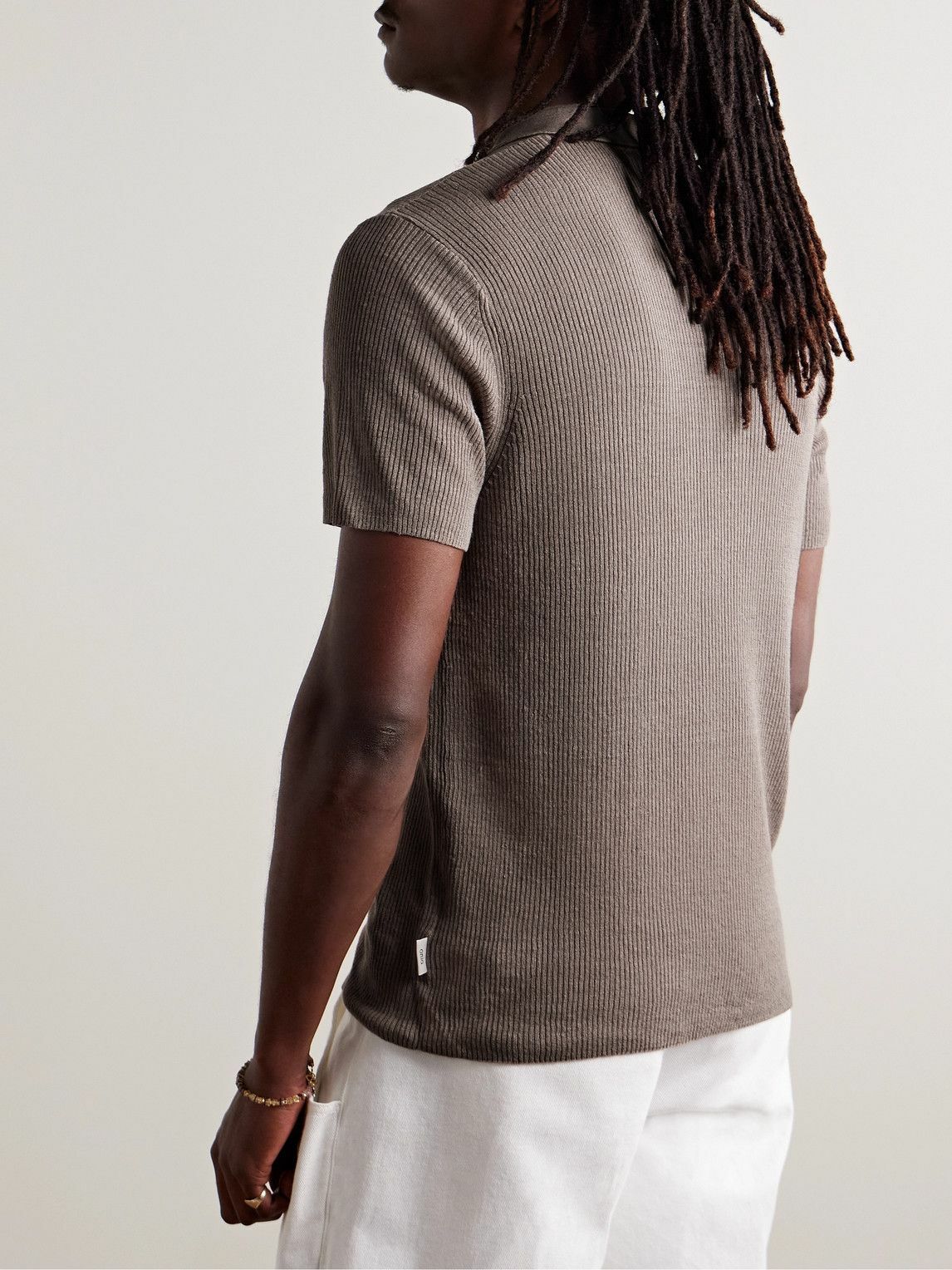 Onia - Johnny Slim-Fit Ribbed Linen-Blend Polo Shirt - Brown
