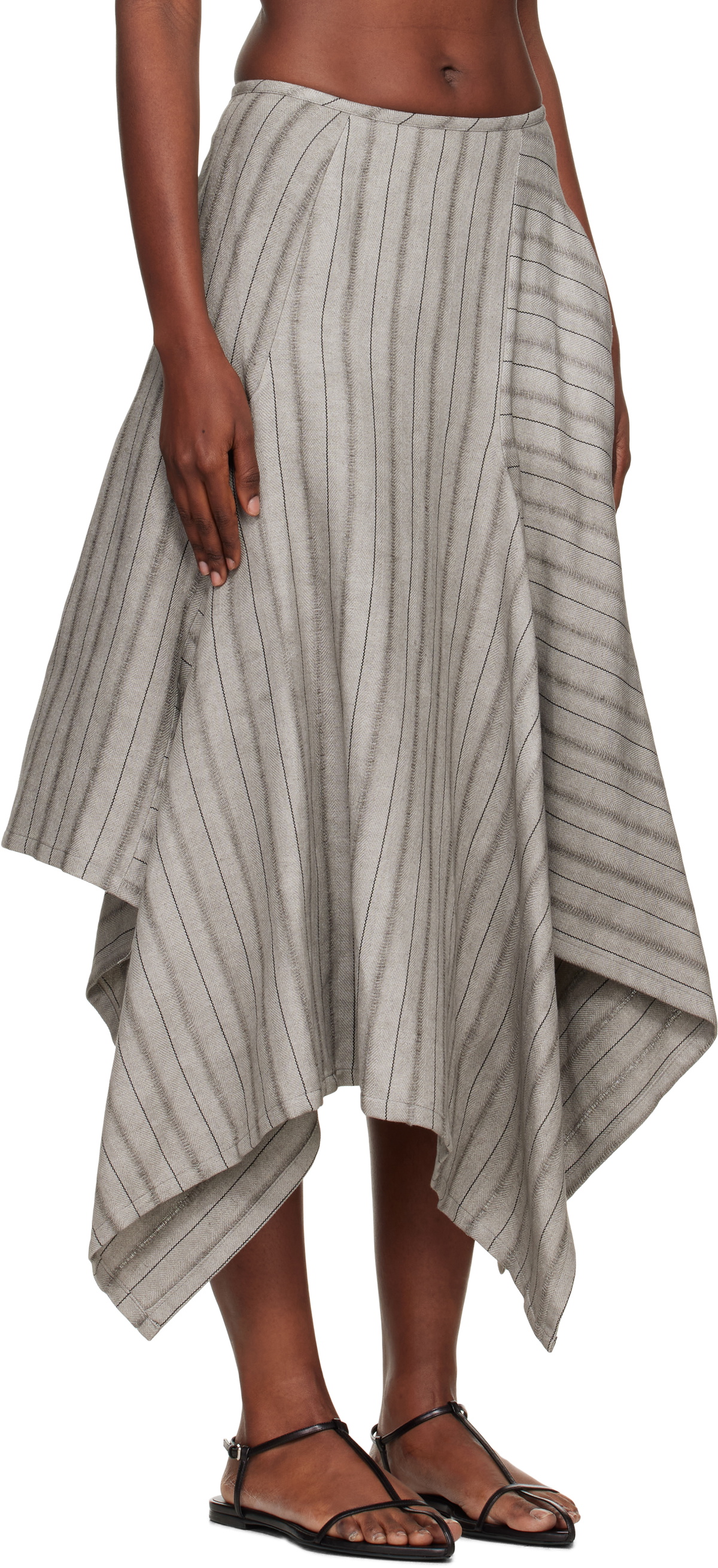 YOHJI YAMAMOTO Gray Asymmetric Midi Skirt