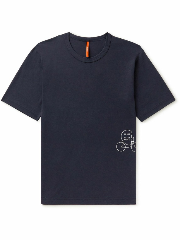 Photo: Norse Projects - Geoff McFetridge Joakim Mctechridge Printed Cotton-Blend Jersey T-Shirt - Blue