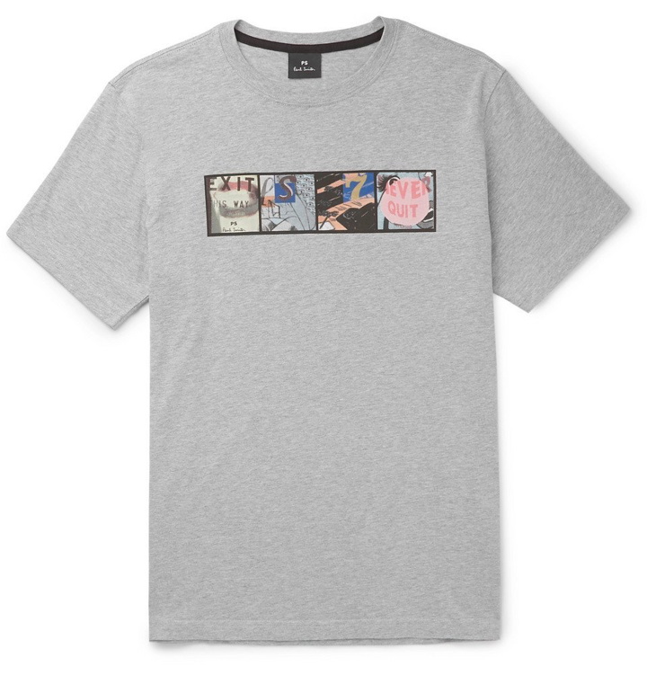 Photo: PS by Paul Smith - Printed Mélange Cotton-Jersey T-Shirt - Men - Gray