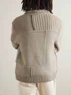 Mr P. - Patchwork Ribbed Wool Cardigan - Neutrals