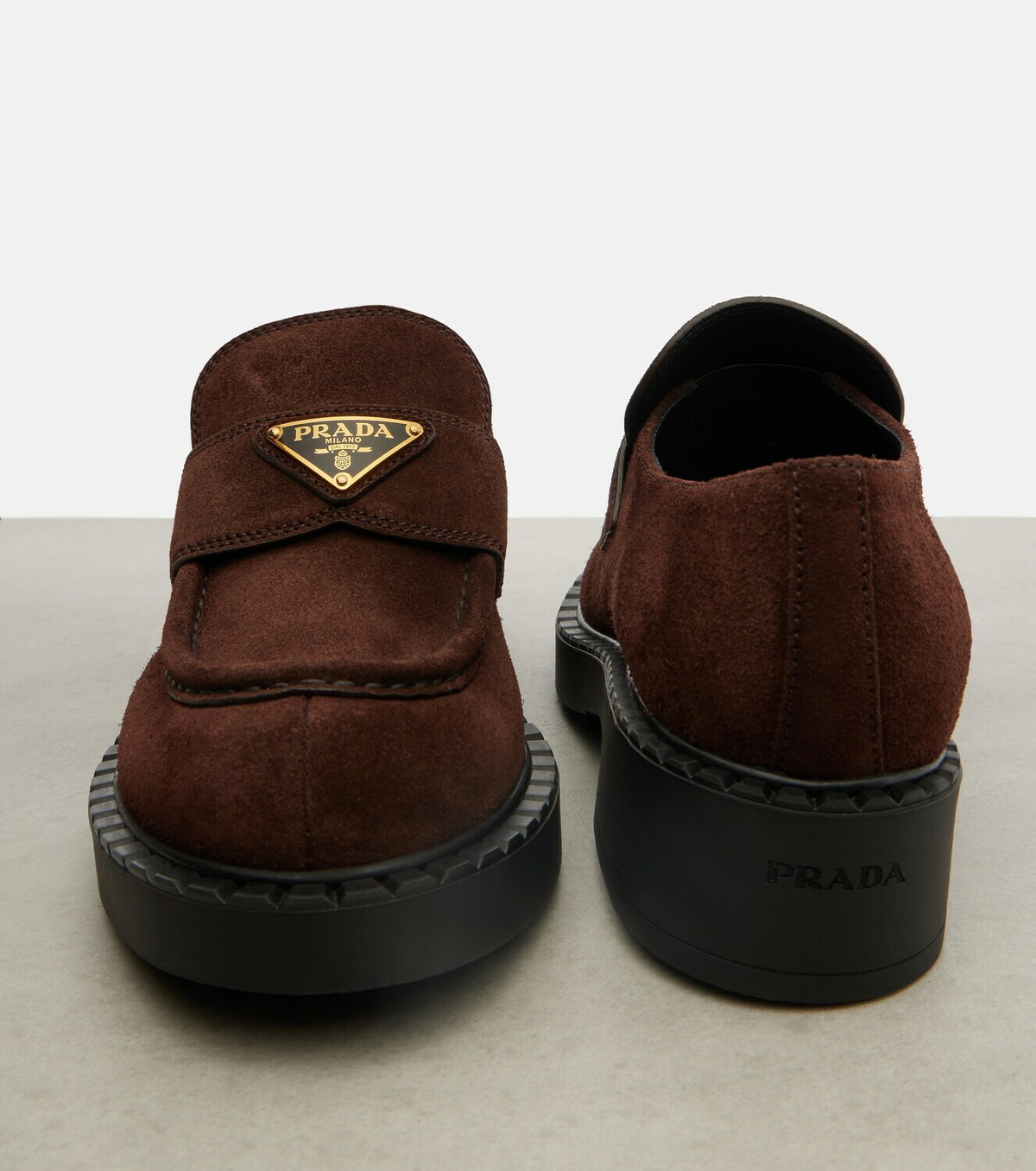 Prada Chocolate suede loafers
