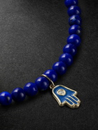 Sydney Evan - Small Hamsa Gold, Lapis Lazuli, Diamond and Enamel Beaded Bracelet