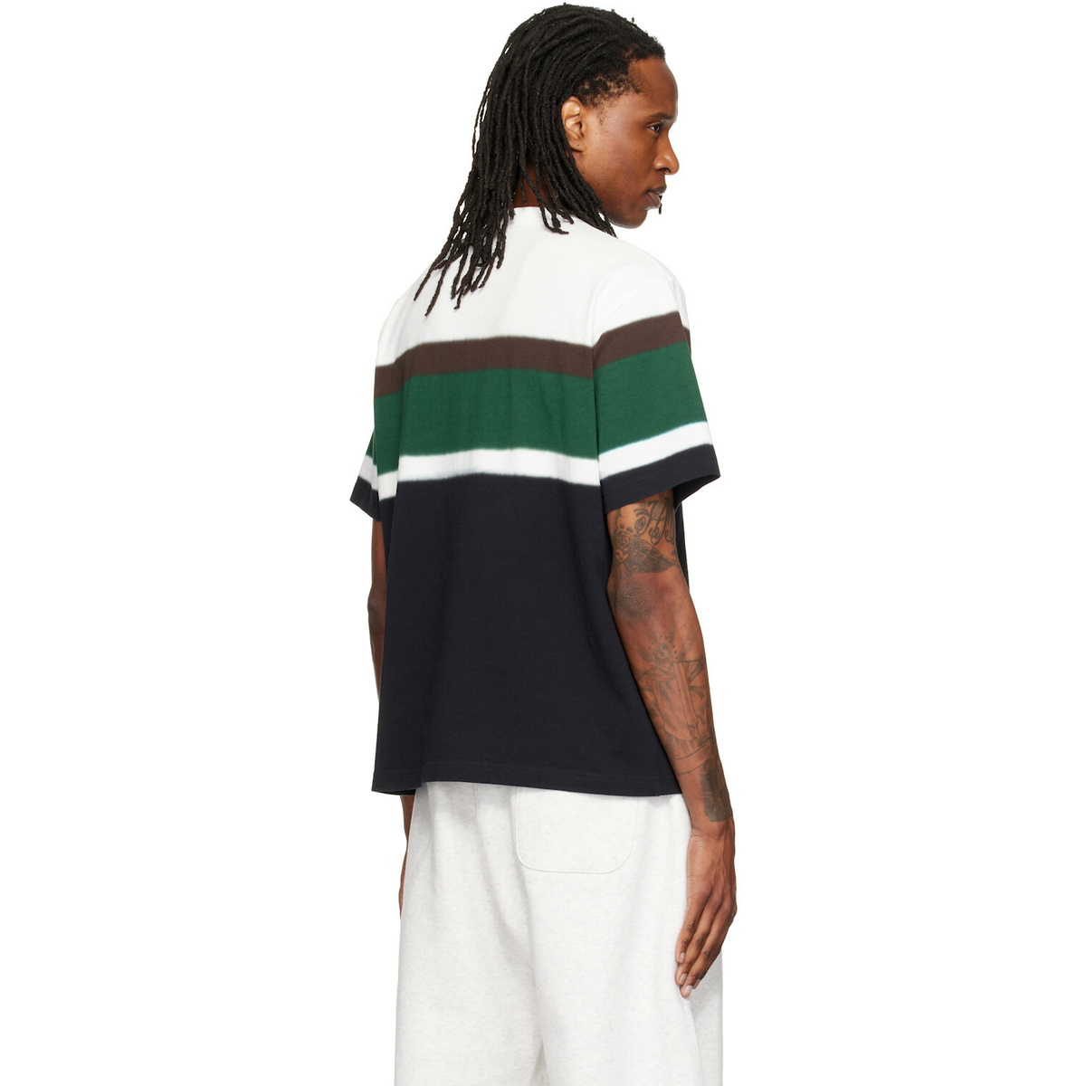 sacai Black & White Chusen-Dyed Cotton Jersey T-shirt