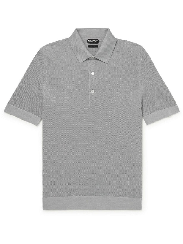 Photo: TOM FORD - Silk and Cashmere-Blend Polo Shirt - Gray