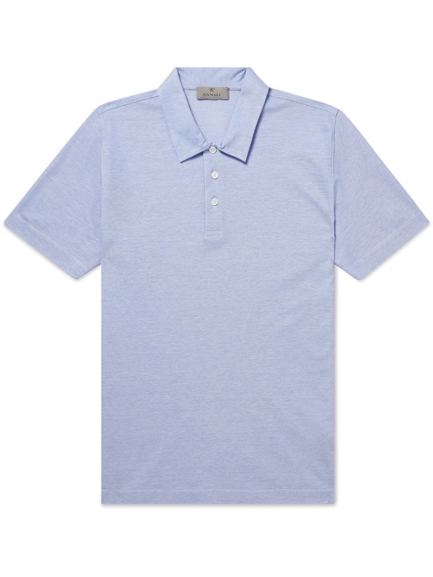 Photo: Canali - Cotton-Piqué Polo Shirt - Blue