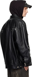 Balenciaga Black Oversized Pierced Leather Jacket