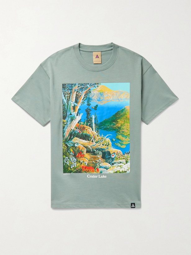 Photo: NIKE - ACG NRG Crater Lake Printed Cotton-Jersey T-Shirt - Green