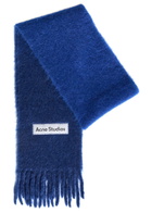 Acne Studios Logo-appliquéd Fringed Alpaca-blend Scarf - Blue - One Size