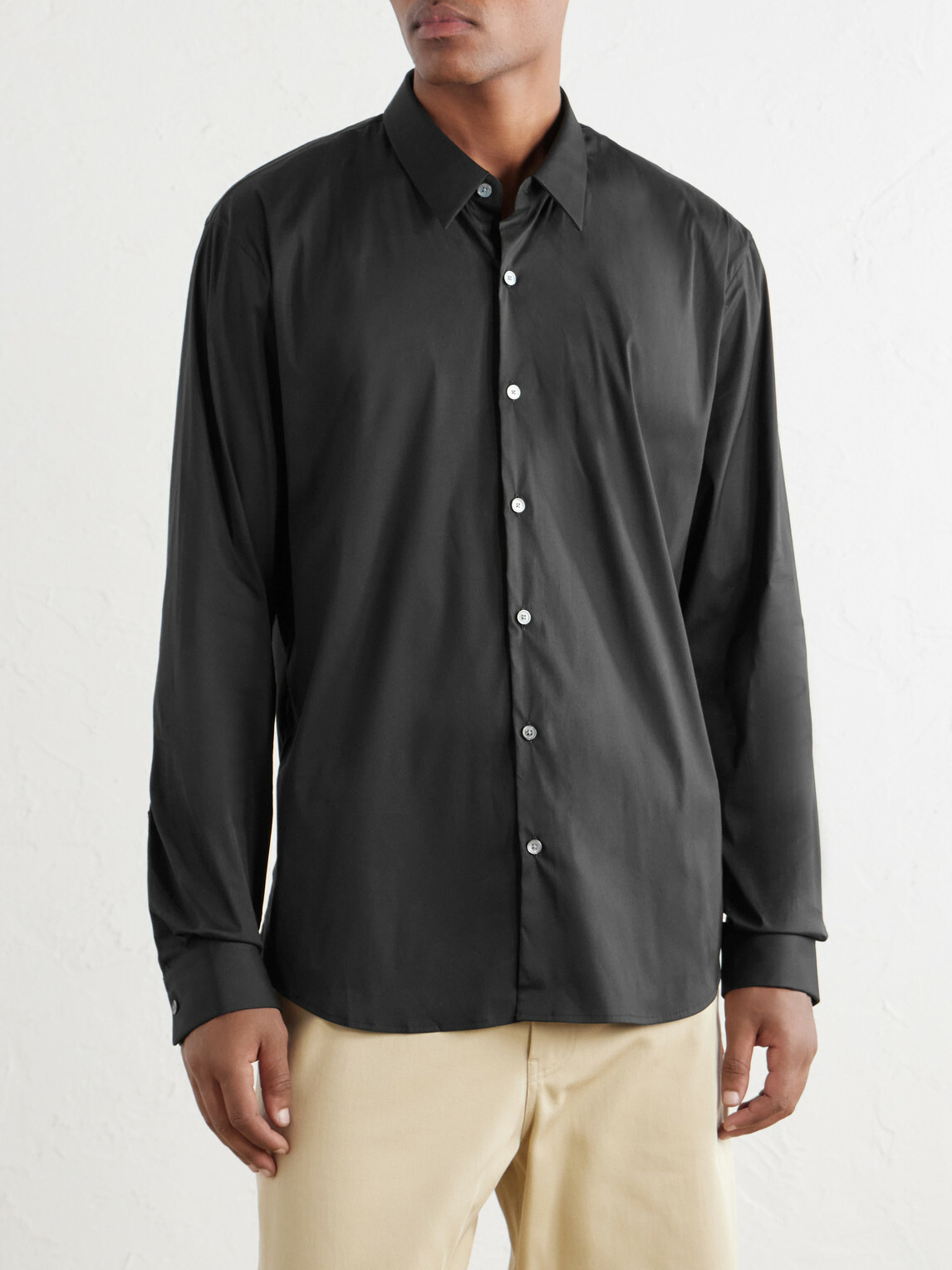 James Perse - Stretch Cotton-Blend Poplin Shirt - Black