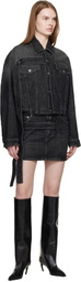 Jean Paul Gaultier Black Low Waisted Strap Denim Miniskirt