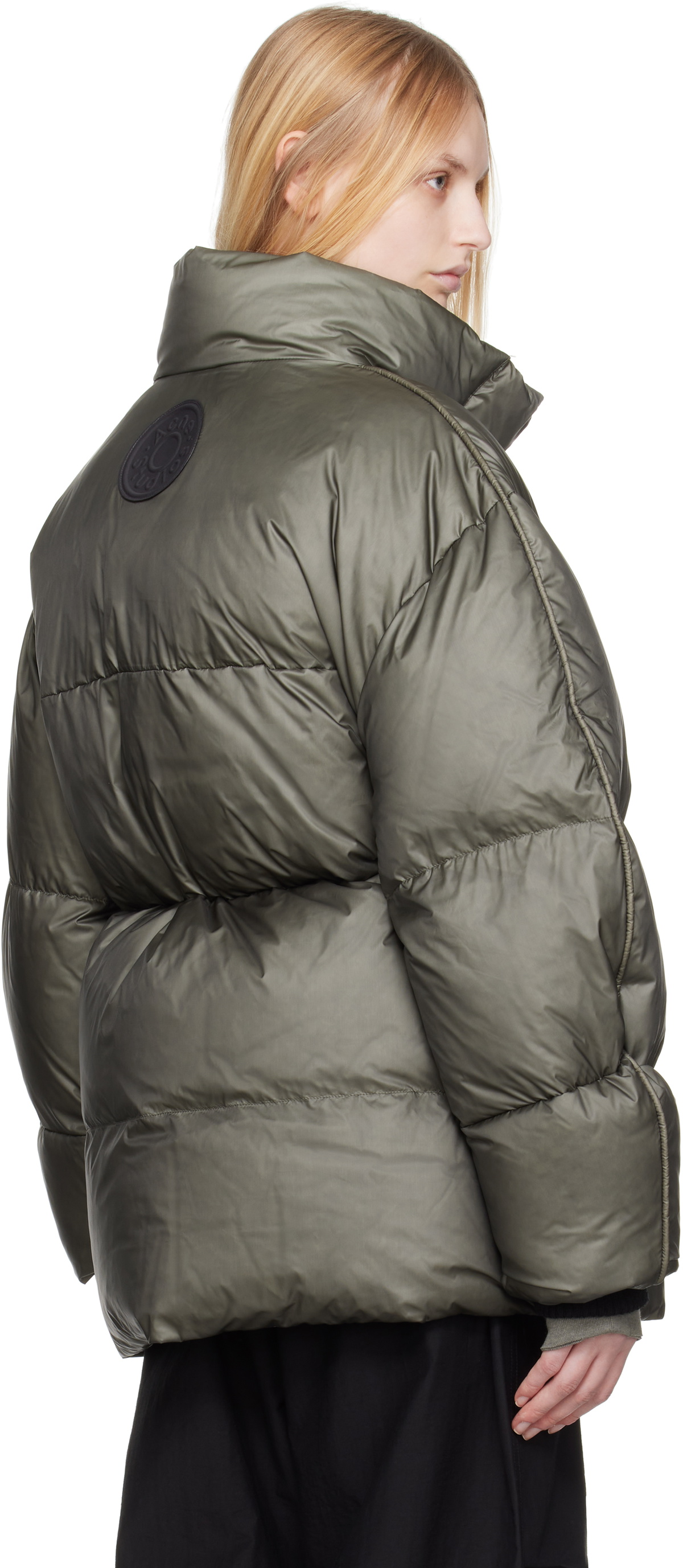 Acne Studios Green Quilted Down Jacket Acne Studios
