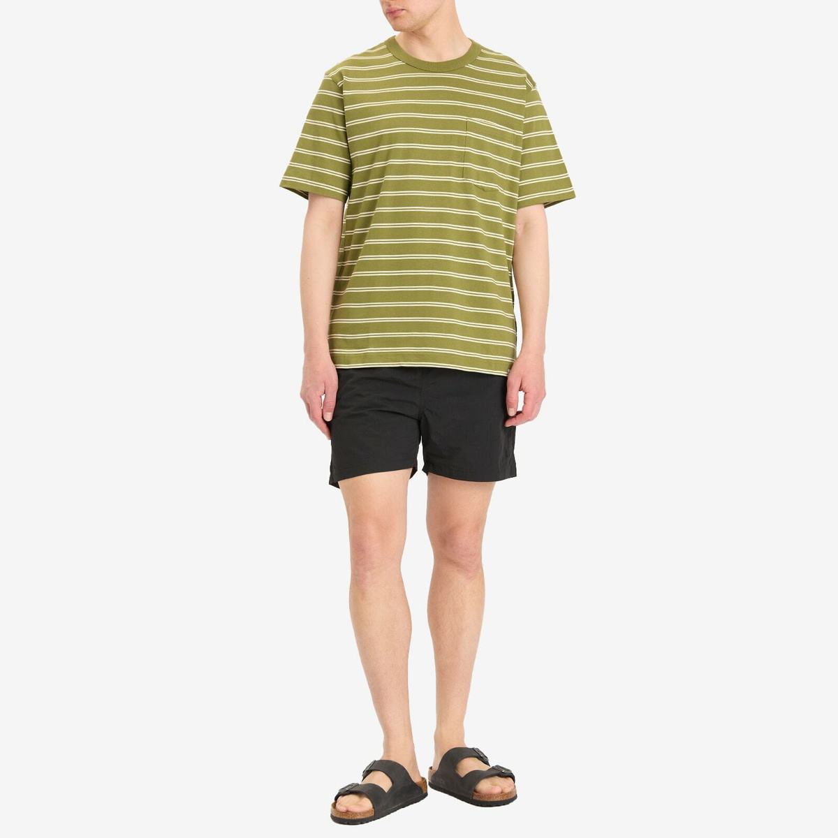 Norse Projects Men's Holger Sailor Stripe Pocket T-Shirt in Moss Green