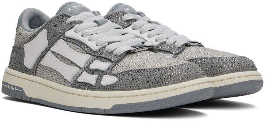 AMIRI Gray Crystal Skel Top Low Sneakers Amiri