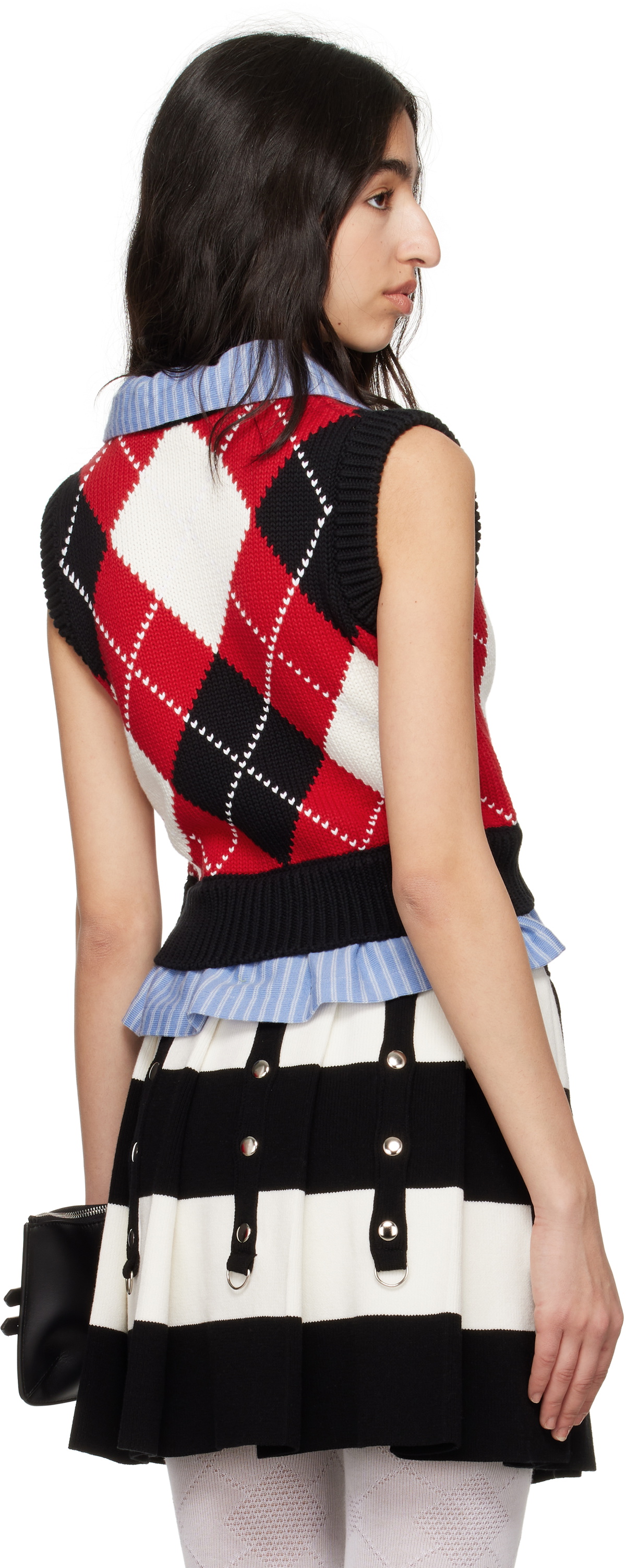 Charles Jeffrey LOVERBOY Red & Black Smart Cropped Vest