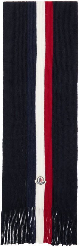 Photo: Moncler Navy Tricolor Wool Scarf