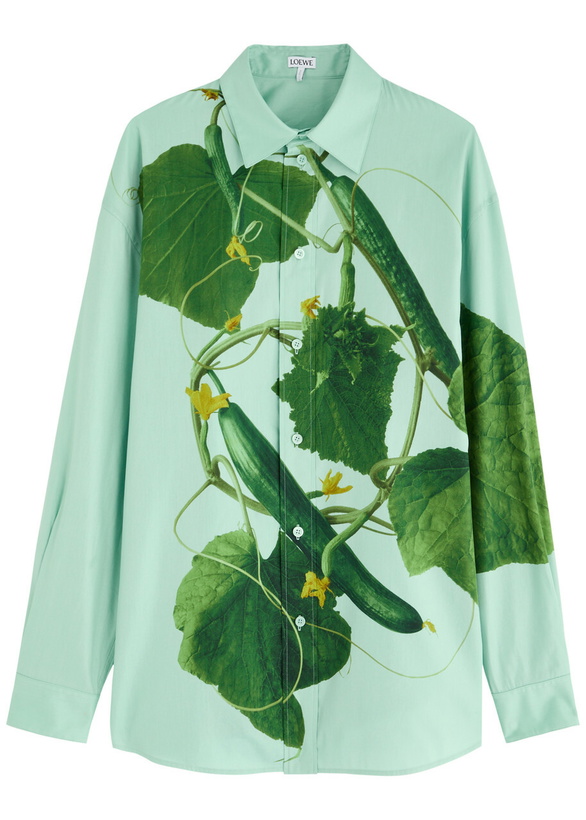 Photo: Loewe Printed Cotton-blend Shirt Blue