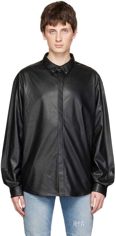 Photo: RtA Black Shay Faux-Leather Shirt