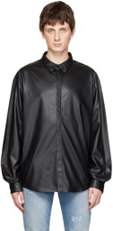 RtA Black Shay Faux-Leather Shirt