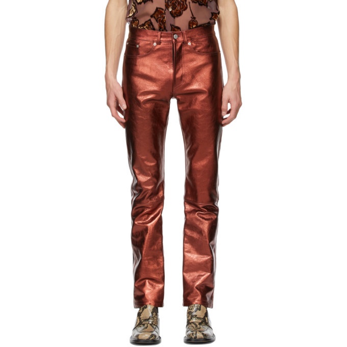 Photo: Dries Van Noten Red Leather Metallic Trousers