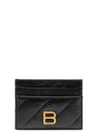 Balenciaga Crush Crinkled Leather Card Holder - Black - One Size