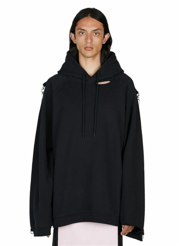Photo: Raf Simons - Distressed Hooded Sweatshirt in Black
