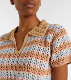 Anna Kosturova Crochet striped cotton polo shirt