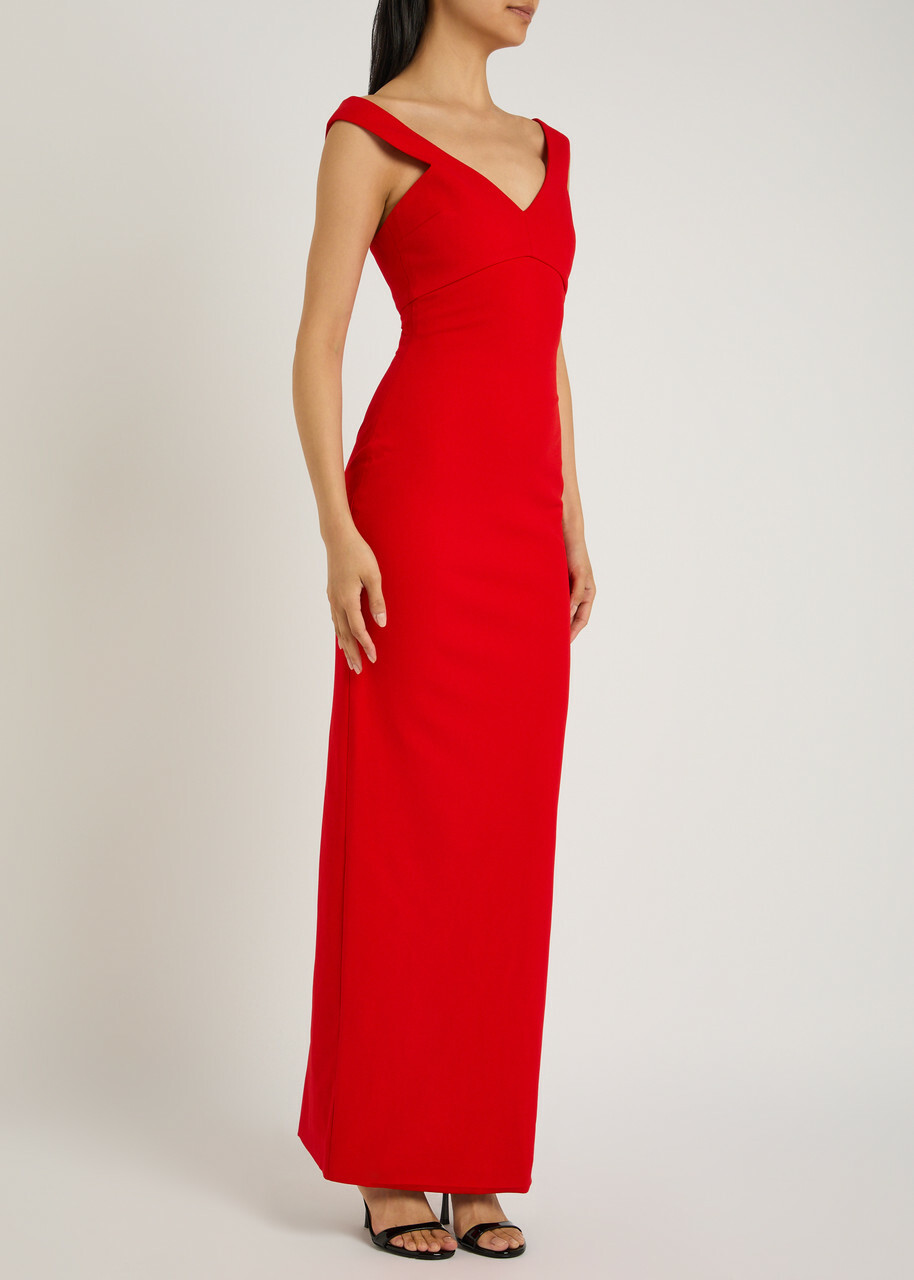 Solace London Nalani Crepe Maxi Dress Red