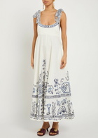 Alemais Leela Printed Linen Maxi Dress Cream