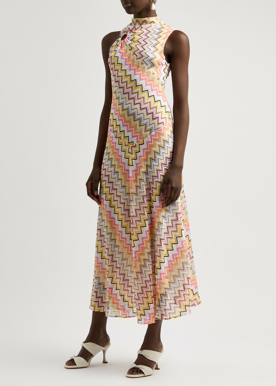 Missoni Zigzag-intarsia Fine-knit Midi Dress Multicoloured Missoni Zigzag-intarsia Fine-knit Midi Dress Multicoloured
