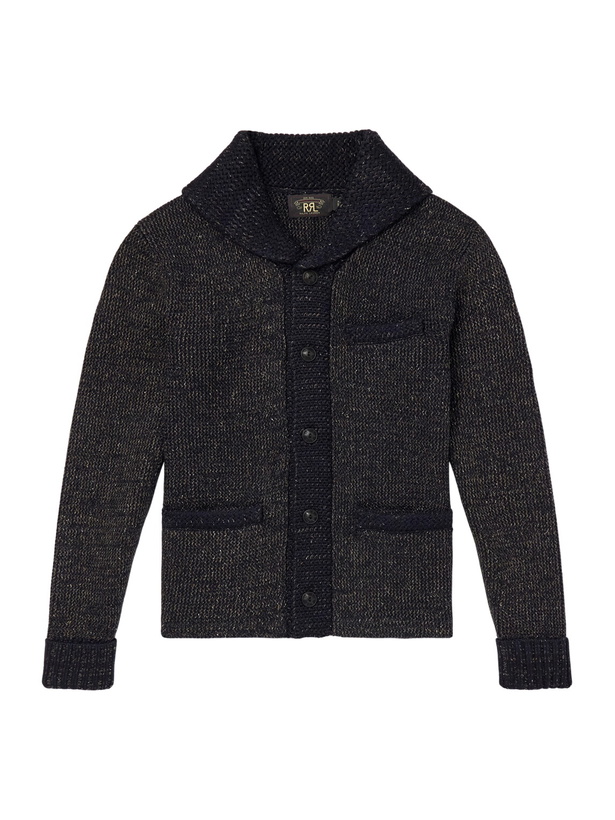 Photo: RRL - Shawl-Collar Mélange Wool, Cotton and Silk-Blend Cardigan - Blue