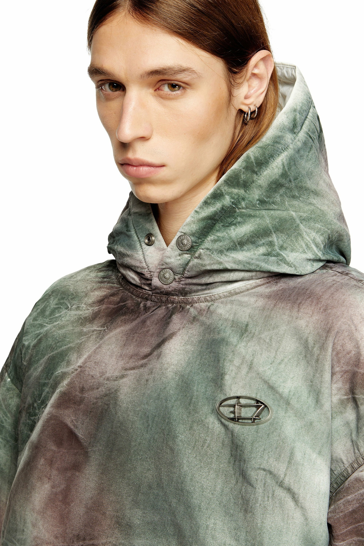 Diesel Puffy hooded jacket in camo nylon - Winter Jackets - Unisex - Multicolor
