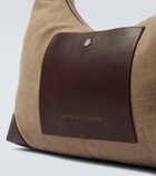 Brunello Cucinelli Leather-trimmed shoulder bag