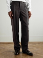Brioni - Capri Wide-Leg Pleated Wool-Blend Trousers - Brown